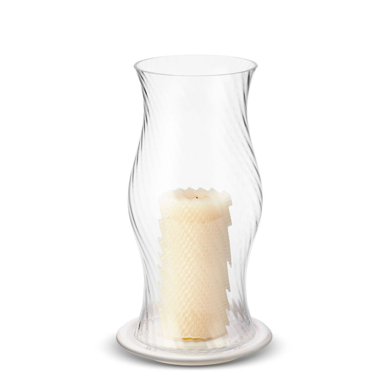 Milla Hurricane Candle Holder, 11.6" H x 7.4" W x 7.4" D, Cream