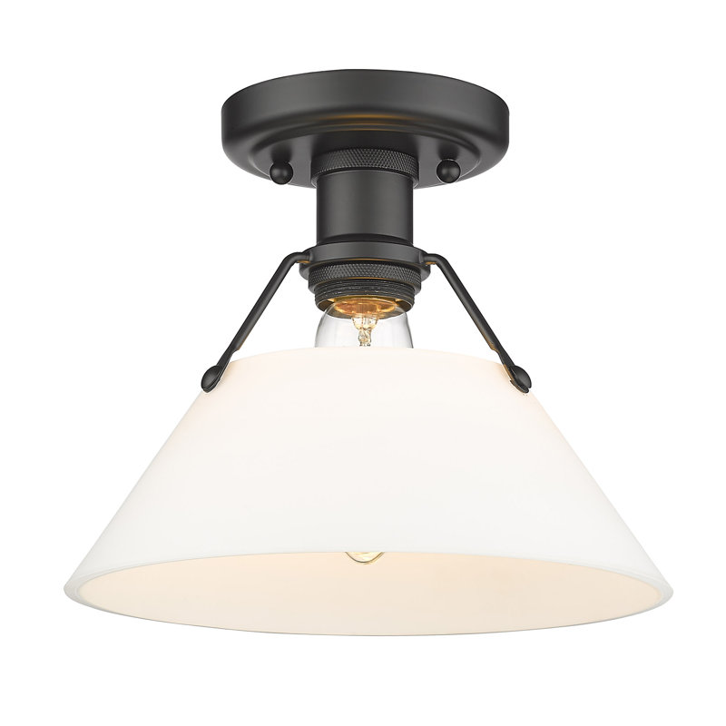 Plafonnier encastré à une lumière de 10 po Weatherford, Noir mat, Verre opale