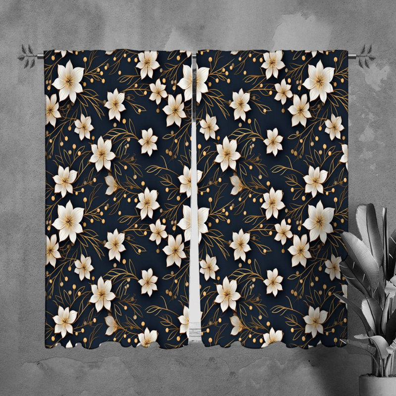 Rideaux à motif floral - 6140, L 20 po x L 61 po