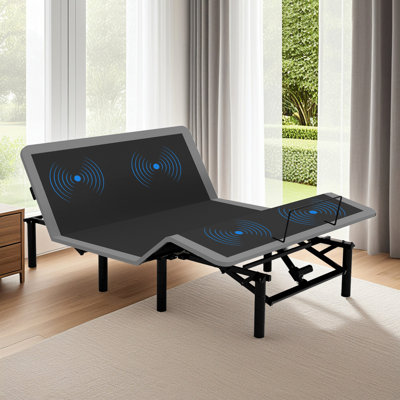 Adjustable Electric Bed Frame In Queen Size, Five Massage Modes To Target Specific Areas, Independent Head & Foot Massage, Under Night , Type-A And Type-C Charging, 4 Legs Size With Incline Features,