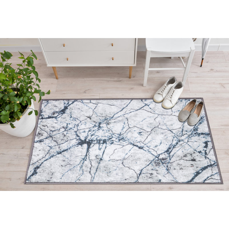 Lyanne Washable Non-Slip Marble Area Rug, Rectangle 2'2 x 3'3"