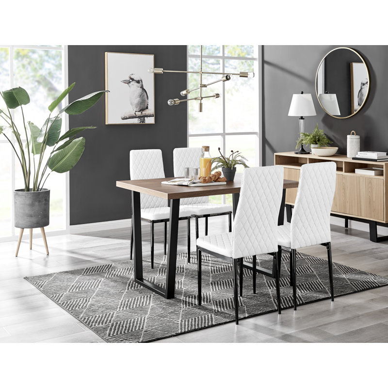 Eubanks 4 - Person Dining Set, White/Black