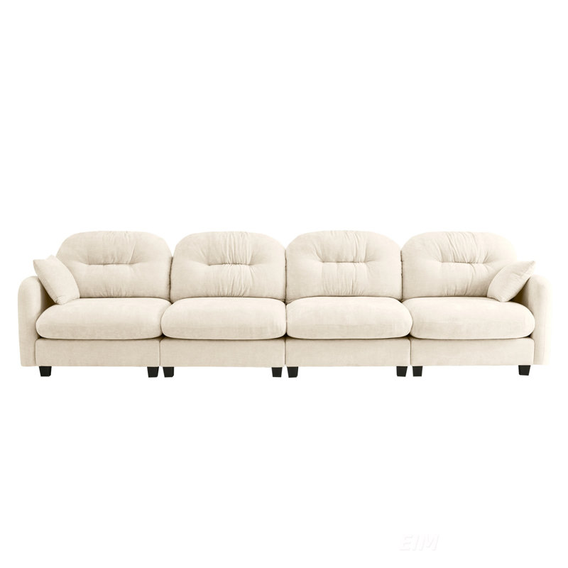 Four-Seater Modular Sectional Couch,Premium Chenille Fabric,With 2 Throw Pillows,Tufted Cushion Backrest Design