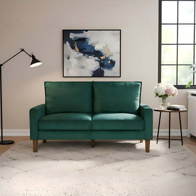 Modern Velvet Upholstered Loveseat Sofa with Solid Wood Frame
