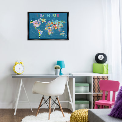 Our Our World Map, toile flottante encadrée par Carla Daly
