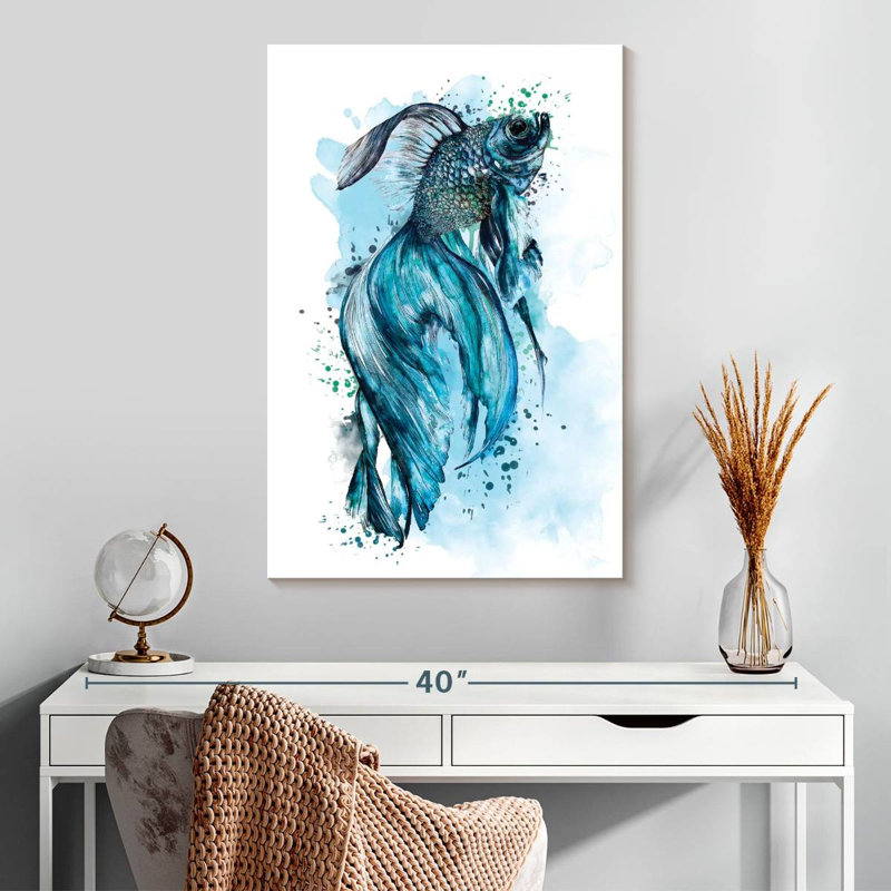 Blue Betta Fish Splash, 30" H x 20" W
