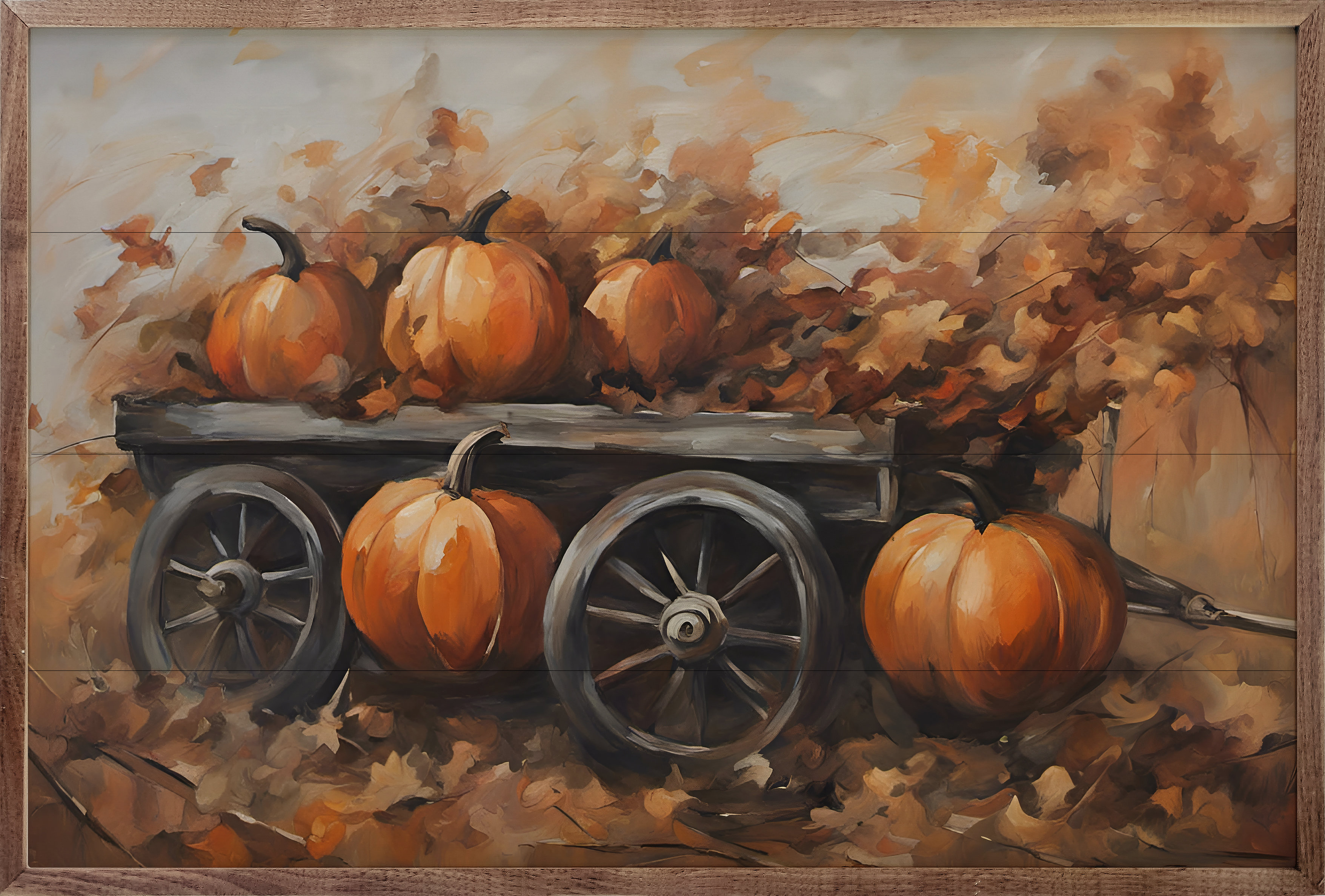 August Grove® Pumpkins On Wagon | Wayfair