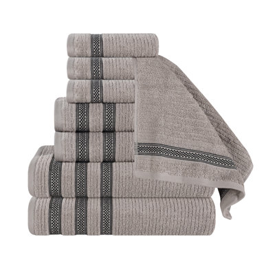 9-Piece Geometric Zero-Twist Cotton Towel Set