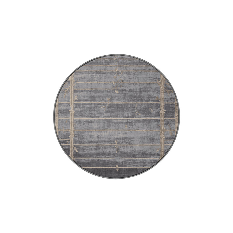 Machine Washable Gray Area Rug, Round 3'