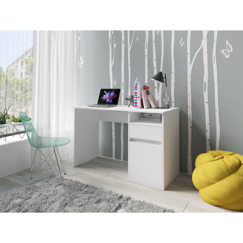 Raymen Desk with drawer and door: 120cm W x 75.5cm H x 53cm D., White