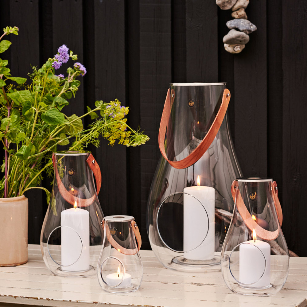 Glass Lantern Candle Holder, Clear, 6.5" H x 4.1" W x 4.1" D