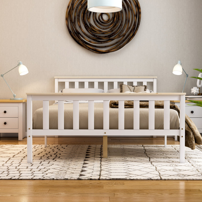 Solid Wood Bed, Double (4'6), White/Pine
