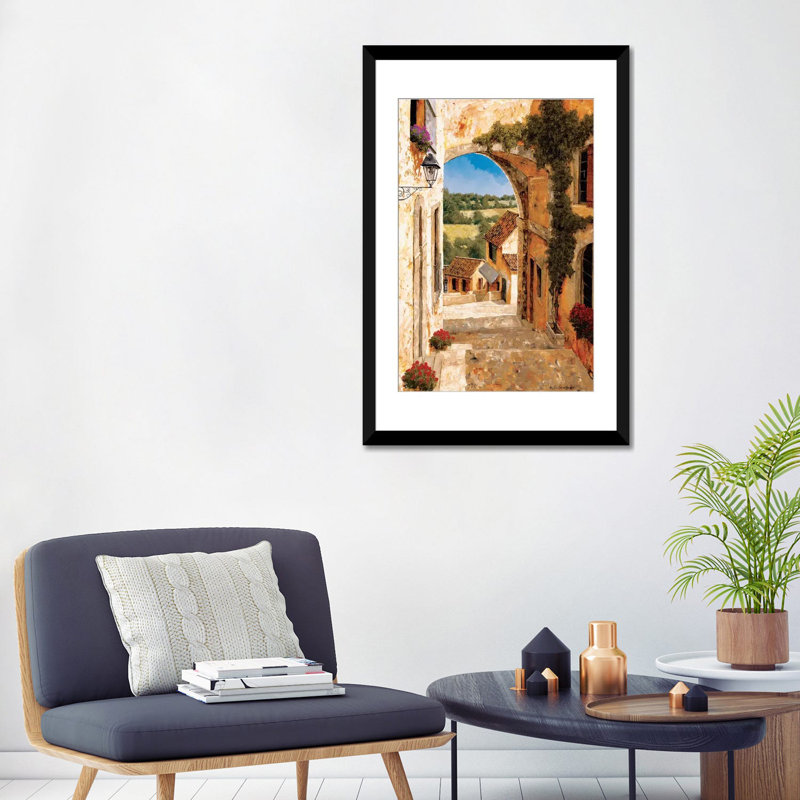 «Going Down to the Village», reproduction sur toile, H 24 po x l 16 po x P 1 po, Papier d'art encadré noir, Blanc