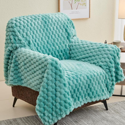 Super Soft Throw Blanket Premium Silky Flannel Fleece 3D Clouds Stylish Jacquard Lightweight Bed Blanket All Season Use 350GSM