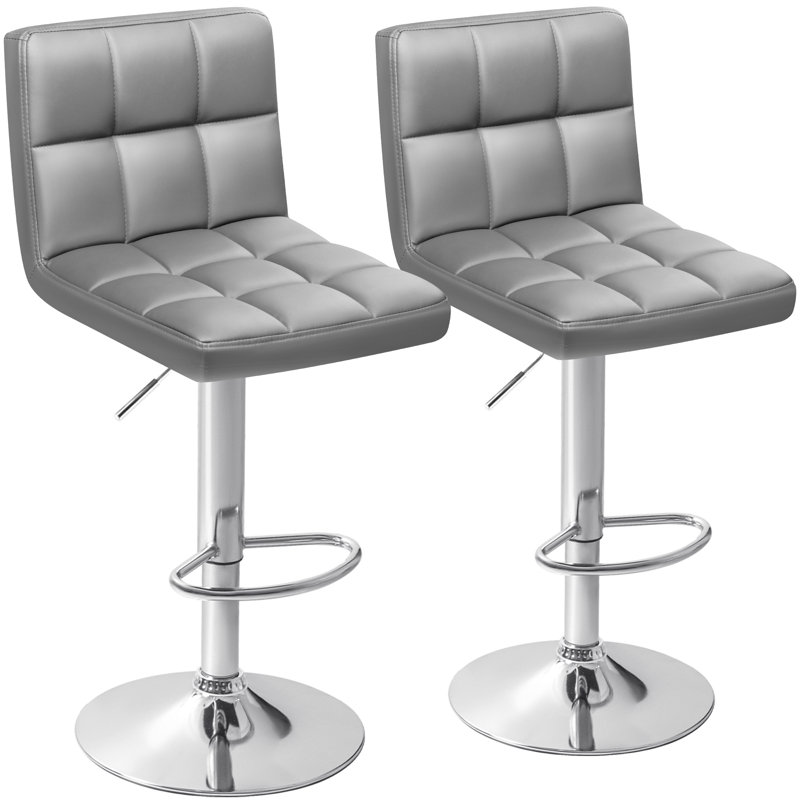 Stallcup Swivel Adjustable Height Bar Stool, Light Gray
