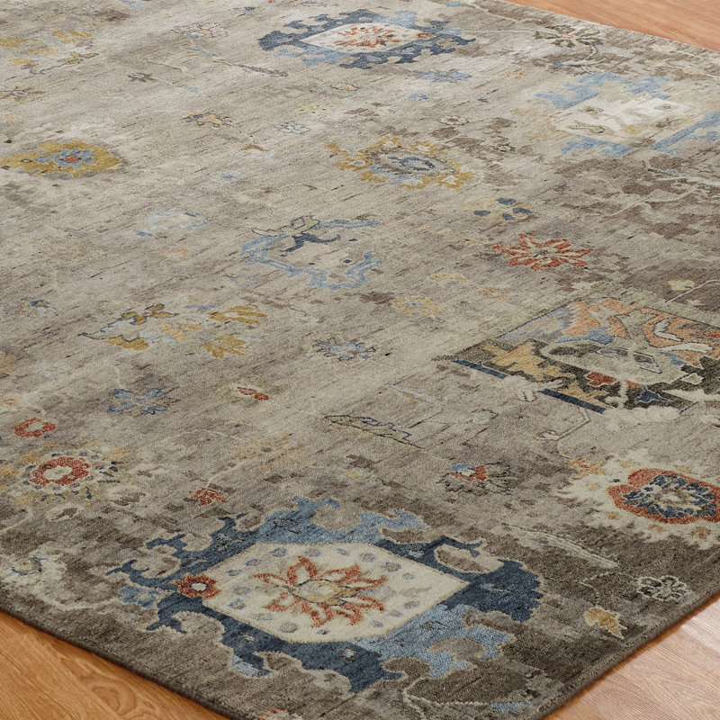 Stills Hand Knotted Wool Area Rug in Brown, Rectangle 6' x 9'
