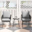3-Piece Rattan Bistro Set with 4 Cushions for Balcony Porch, Grey