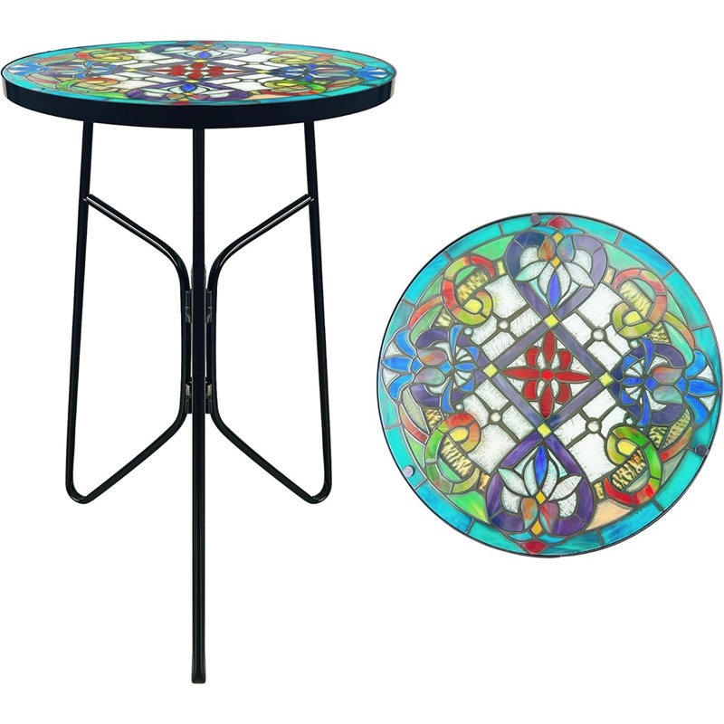 Table d'appoint ronde en verre pour l'extérieur