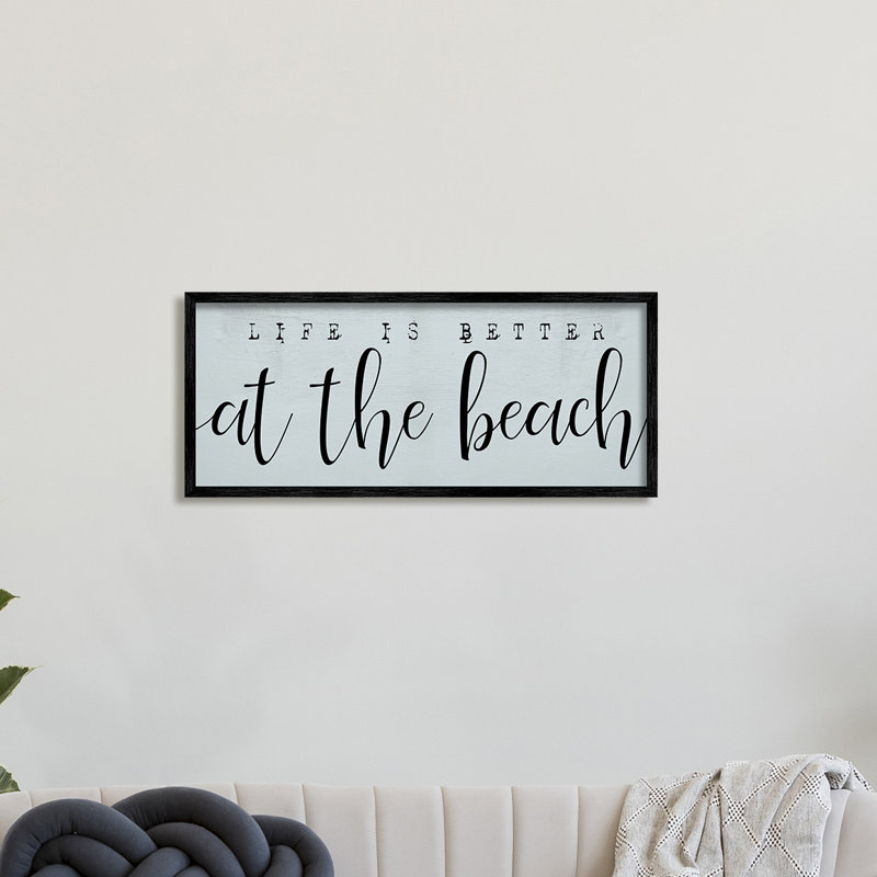 «Life's Better At Beach», bleu nautique doux, H 13 po x l 30 po, Estampe numérique Farmhouse