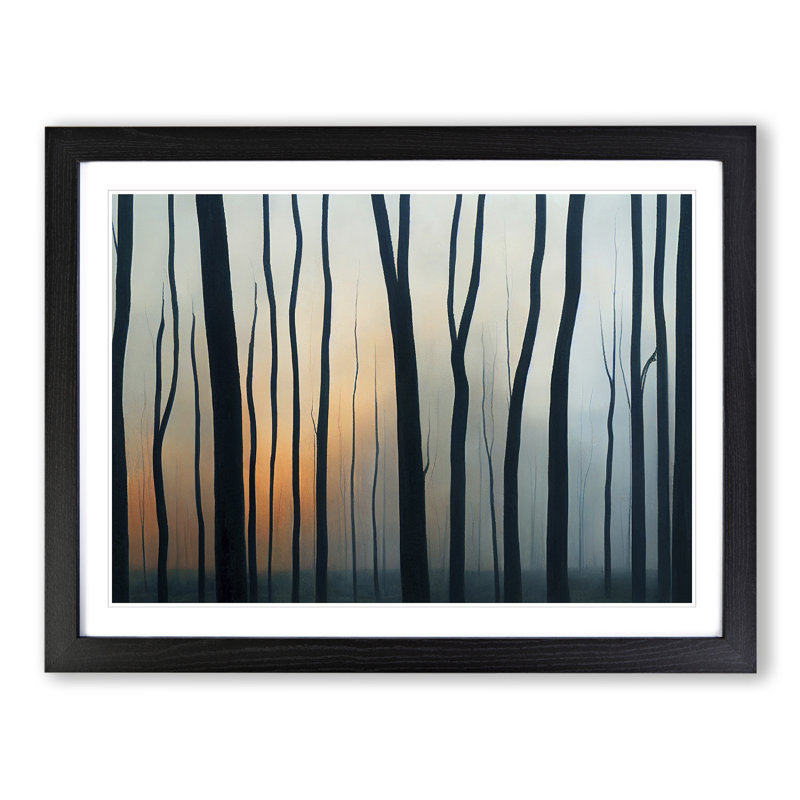 Enchanting Winter Forest - Single Picture Frame Print, Black Framed, 25cm H x 34cm W x 2cm D
