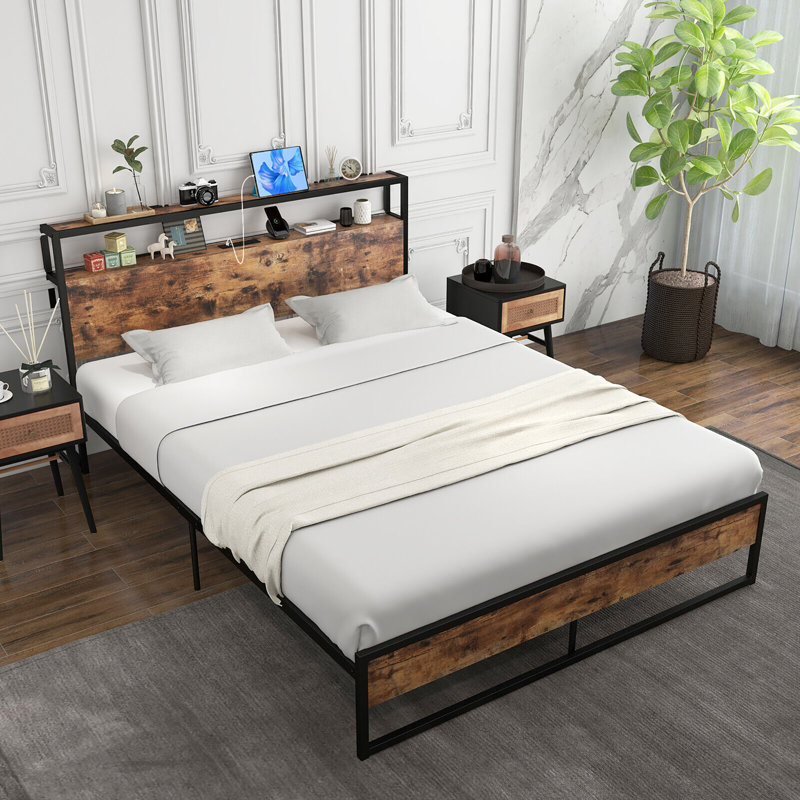 Banquer Metal Platform Storage Bed, Queen