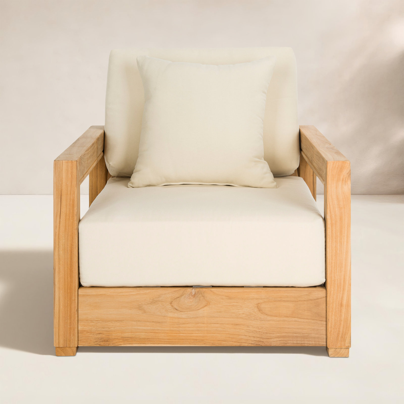 Melrose Teak Patio Lounge Chair, Beige