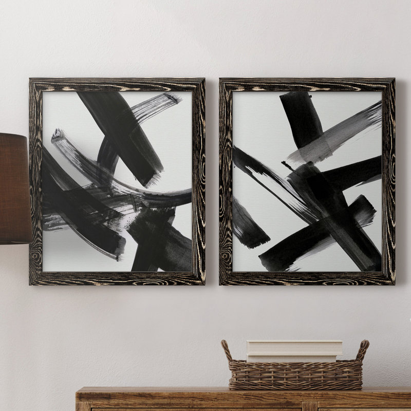 «Black Magic I», peinture sur toile 2 pièces, Cadre noir, H 31,5 po x l 23,5 po x P 1 po