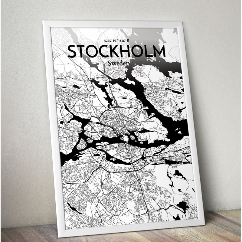 Stockholm City Map - No Frame Print, 85 cm H x 45.7 cm W x 0.1 cm D