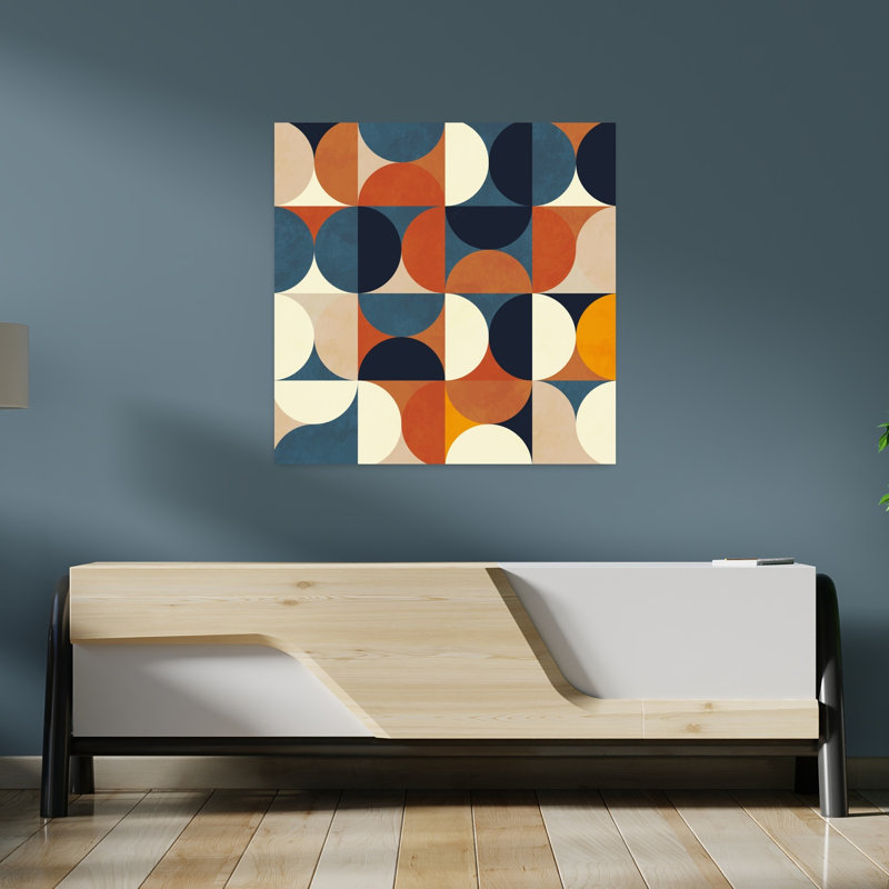 Art contemporain abstrait géométrique coloré, H 36 po x l 36 po