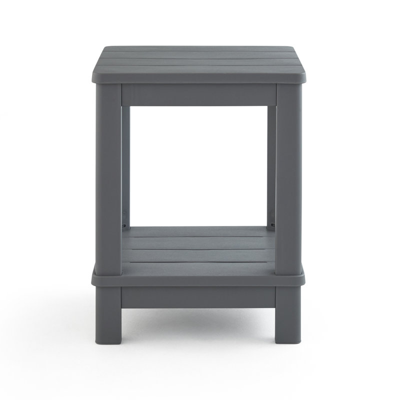 Keter Deluxe Adirondack Side Table Durable Resin Outdoor Double Tier Patio End Table, Gray