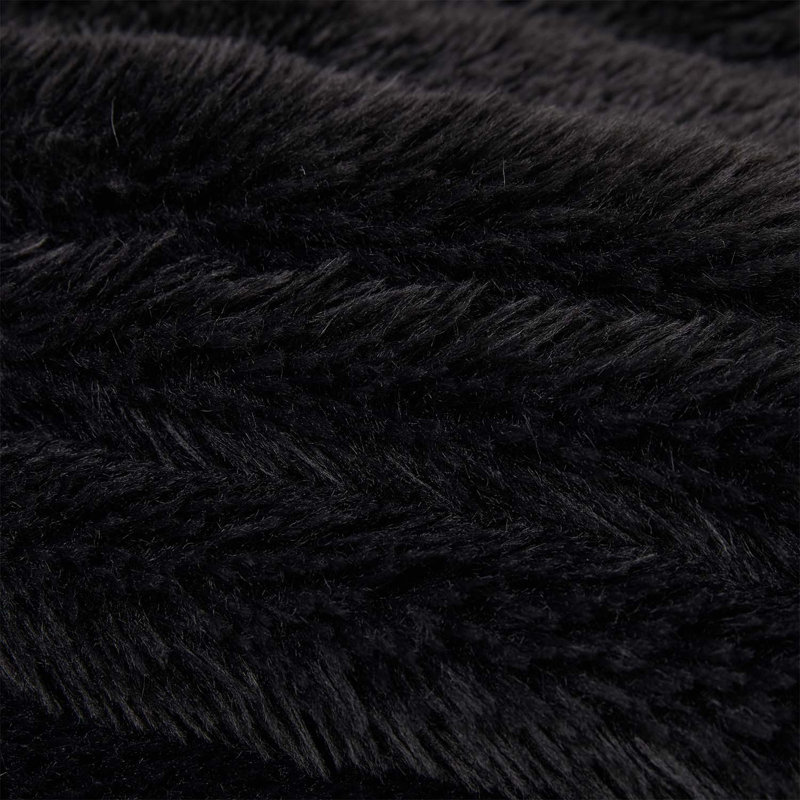 Pouf en fausse fourrure en forme de chat, 106 cm de large, coussin de queue confortable, fauteuil de sol d'appoint pour la lecture et les jeux dans divers espaces, noir