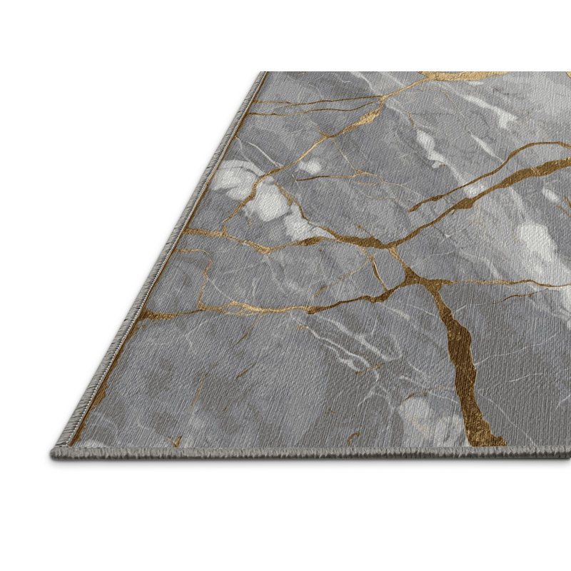 Machine Washable Gray Area Rug, Rectangle 2' x 3'