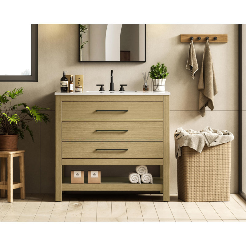 Meuble-lavabo simple 36 po_Moderne_VF60536, Brun miel