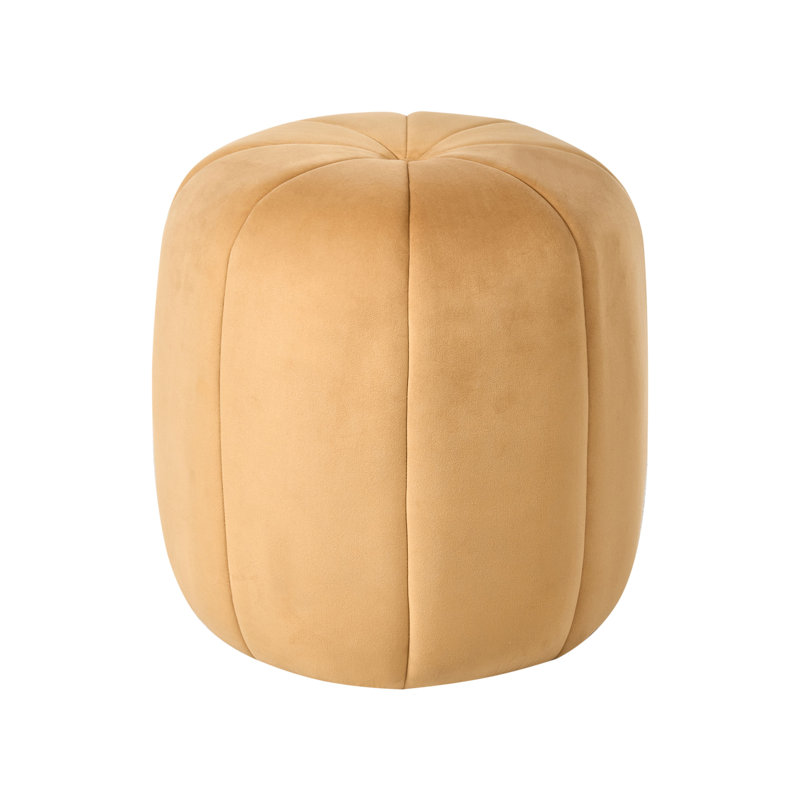 40cm Wide Tufted Oval No Pattern Pouffe Ottoman, Yellow