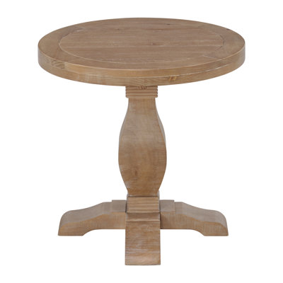 Sarcoline Solid Wood Round Pedestal End Table
