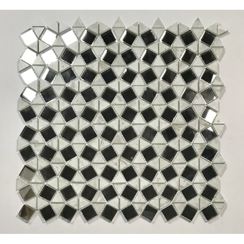 Carreau de mosaïque mural Art Déco 3 po x 3 po, Blanc bois de bouleau