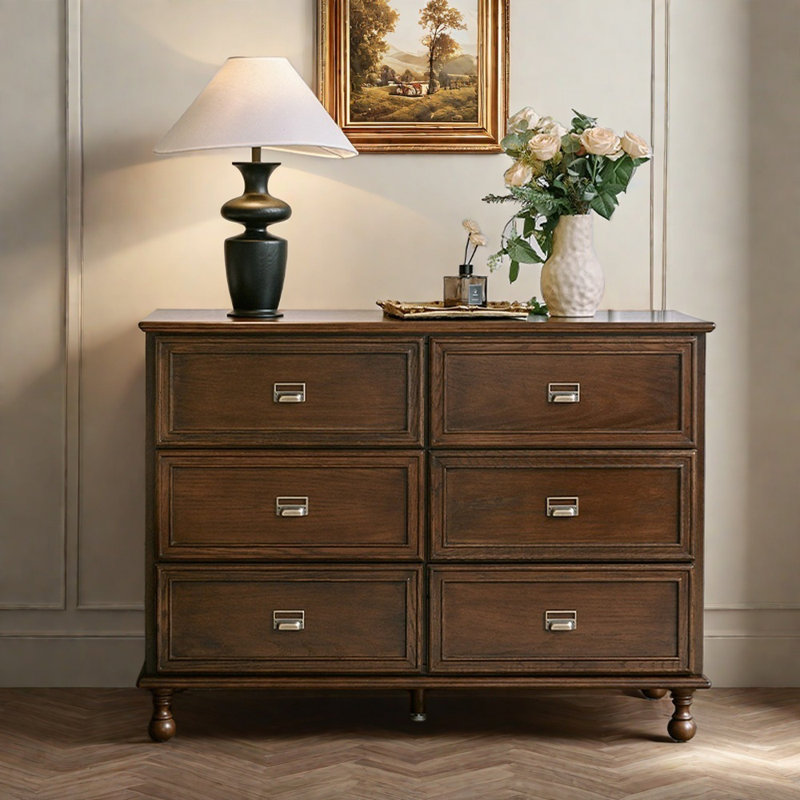 Buffet rétro en bois à six tiroirs Vintage