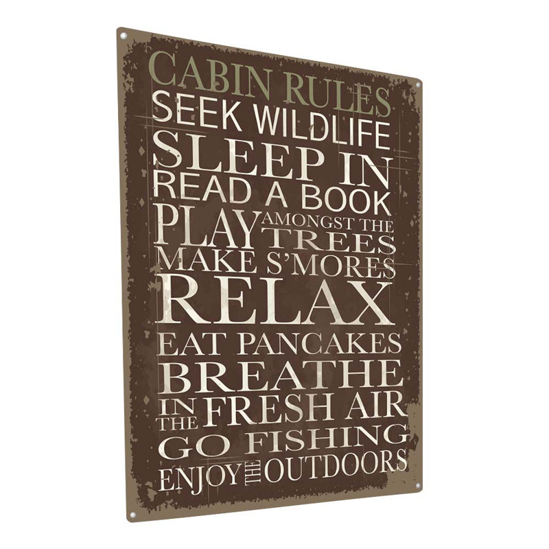 " Cabin Rules Metal Sign "