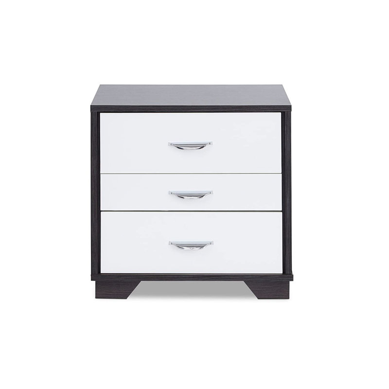 White And Black Bedroom Nightstand With 3 Functional Storage Drawers For An Inviting