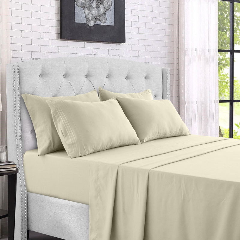 Ensemble de literie en microfibre 1800 Series, Ensemble de drap pour lit grand avec deux taies d', Blanc