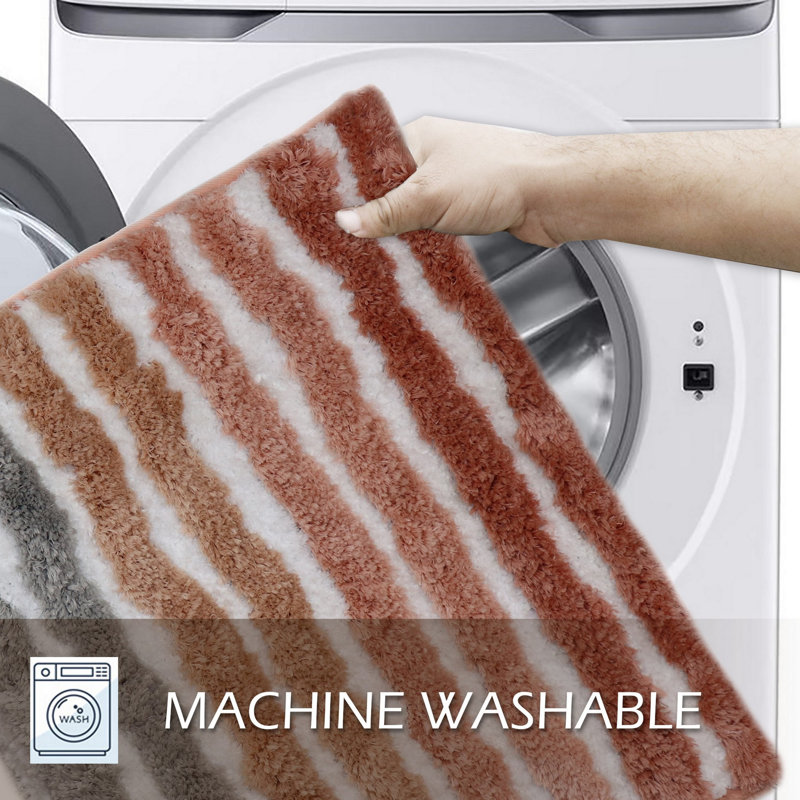 Bathroom Rugs Set of 3, Ultra Soft Microfiber Mats, Absorbent & Quick Drying, Non-Slip Rubber Backing, Machine Washable Bathroom Mats, Sink – 17x24, 20x32, 21x54 Coral