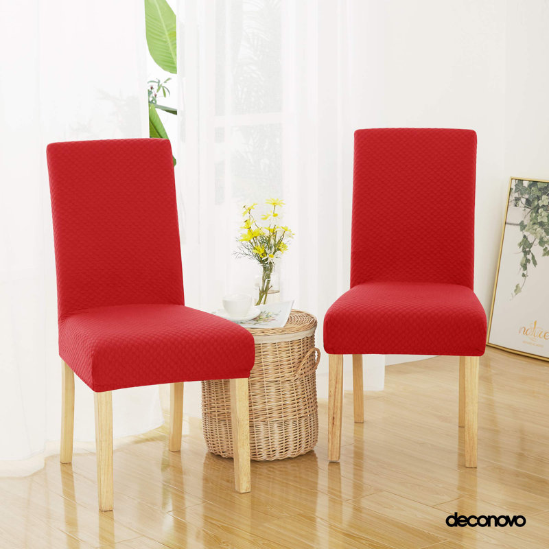 Box Cushion Dining Chair Slipcover, Red