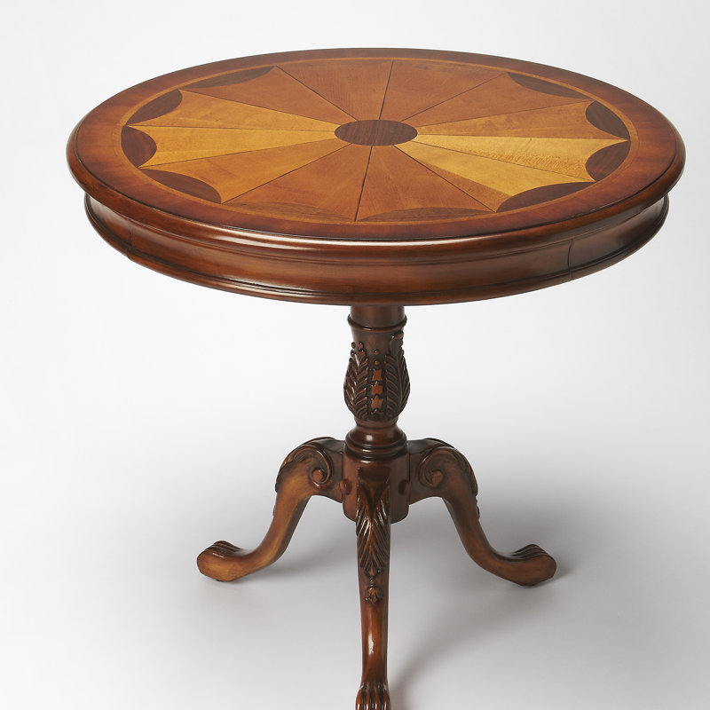 Anishah Pedestal End Table, Olive Ash Burl