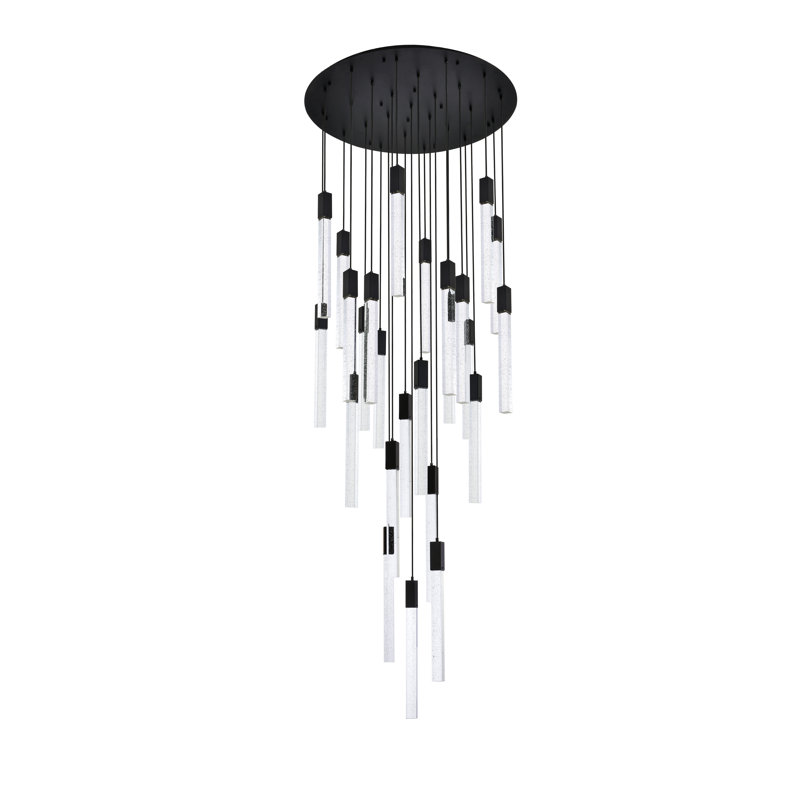 Luminaire suspendu rectangulaire à 25 lumières Aliha, Noir