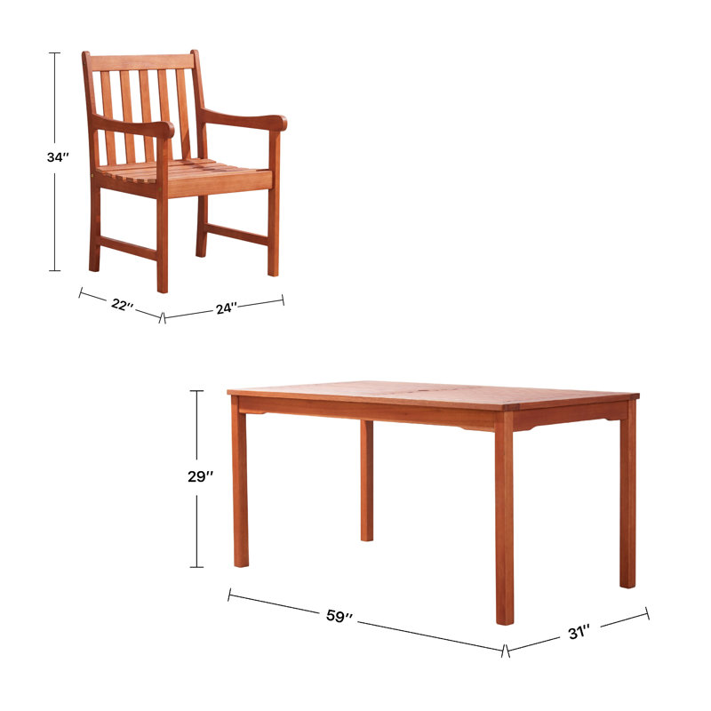 Straus 5-Piece Reddish Brown Wood Patio Dining Set