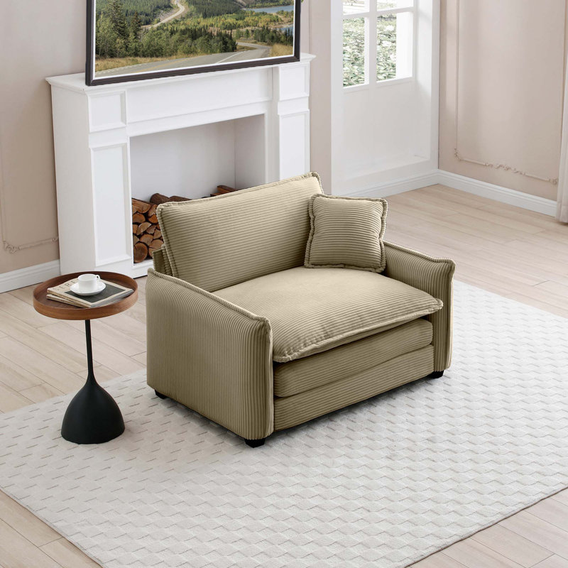 Comfortable Single Deep Seat Sofa With One Pillow, Suitable For Living Room And Bedroom, Club Multiple Occasions