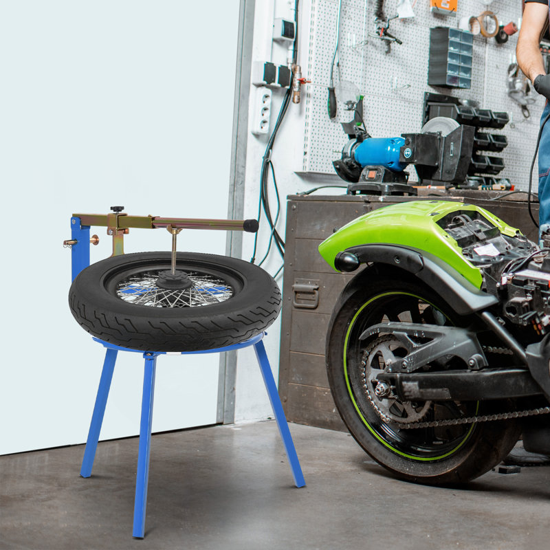 Table à langer pour pneus de motocyclette, avec bouton-pression réglable et poignée à levier