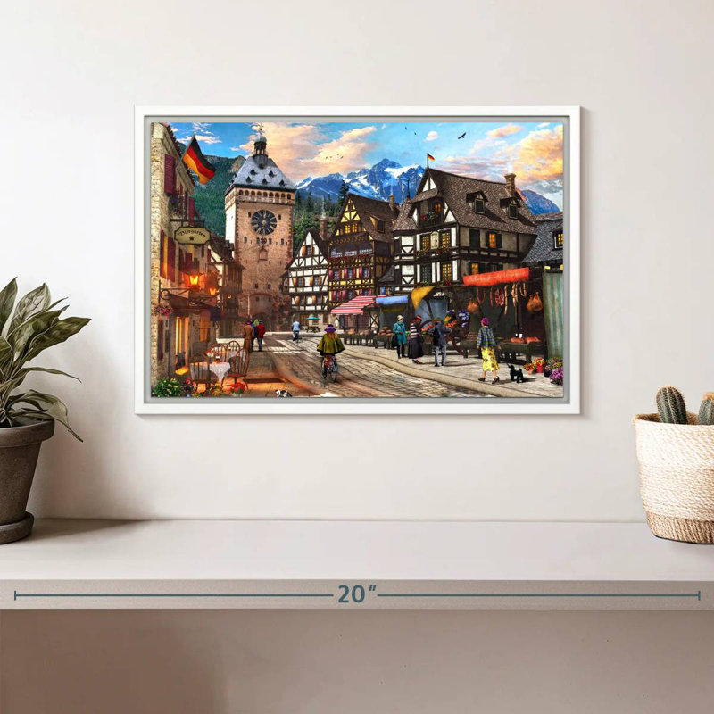 Village allemand, Cadre flottant blanc, 13 po x 9 po