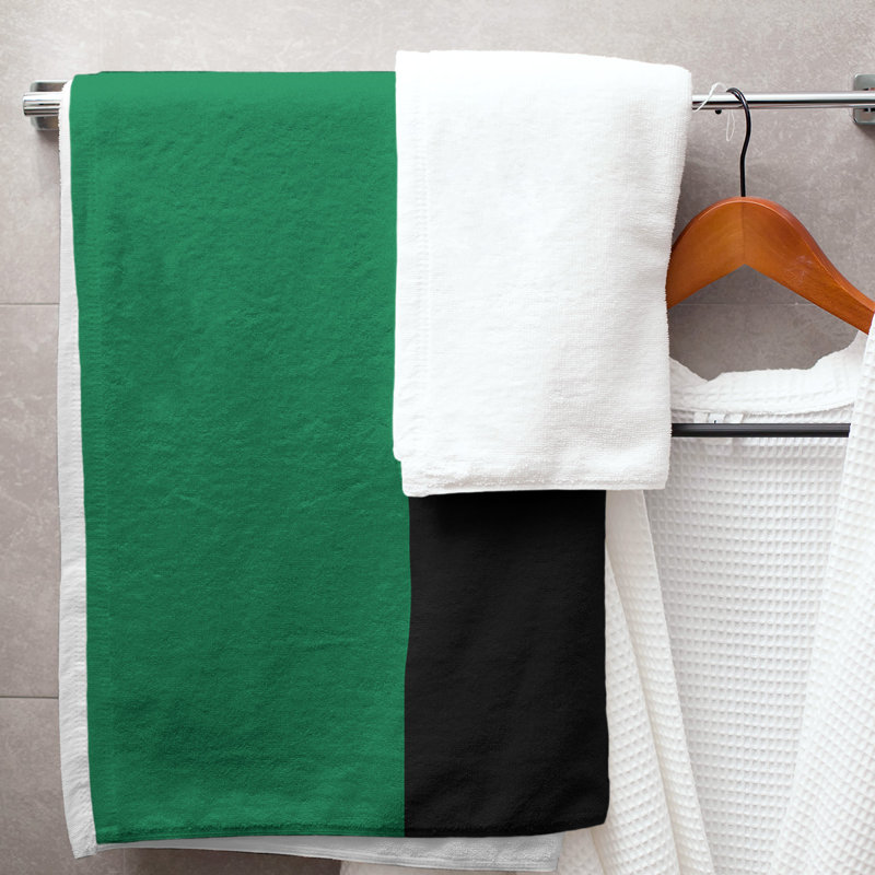 Cotton Blend Lightweight Bath Towel, Green/Black/Gold
