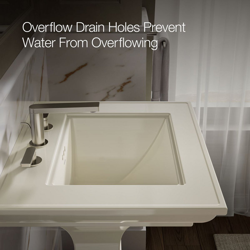Memoirs® Stately 24" Pedestal Bathroom Sink with 4" Centerset Faucet Holes, Biscuit, 8" Centers, 34.75" H x 20.5" W x 24.5" L